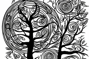 Tree surrounded by energy tattoo idea