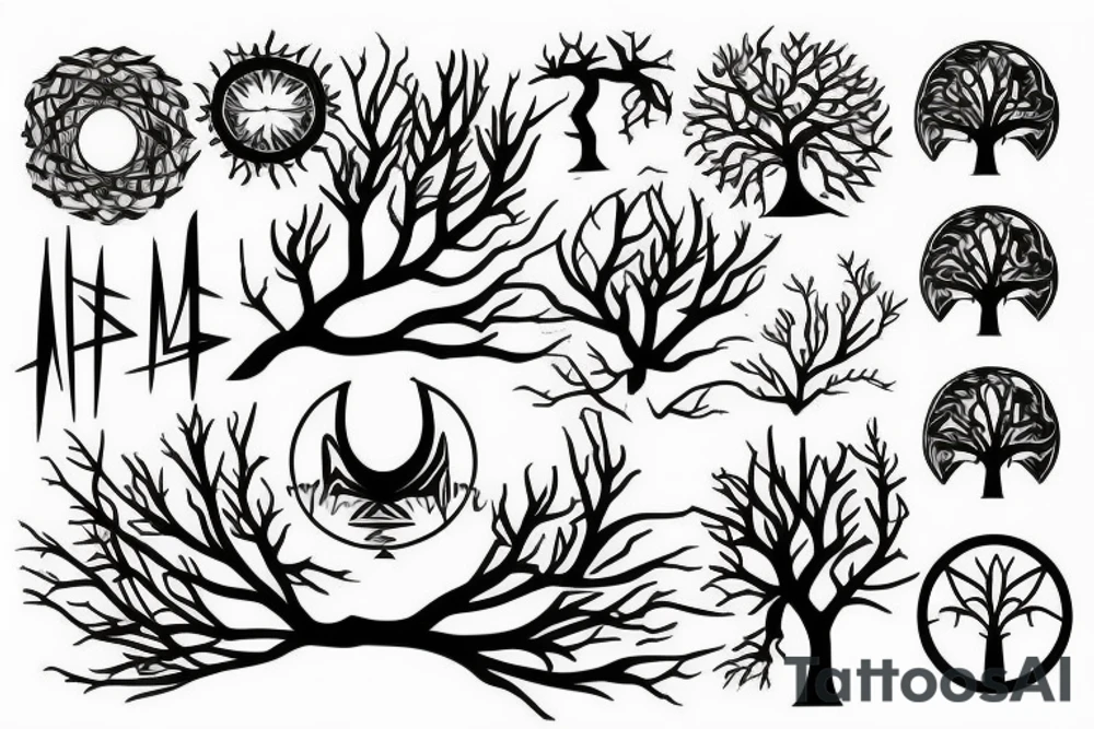 Tree surrounded by energy tattoo idea