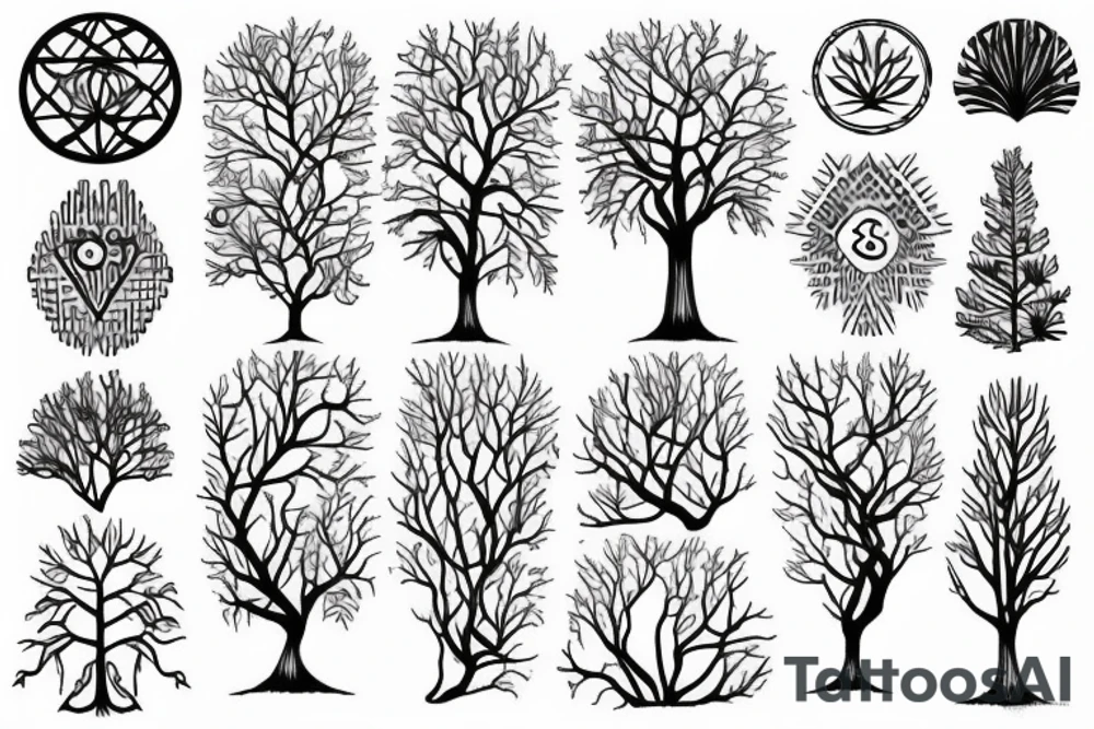 Tree surrounded by energy tattoo idea