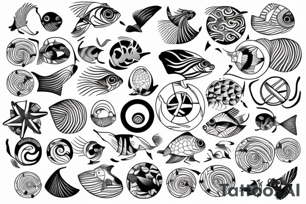 Kois swimming in a circle, surrounded by waves tattoo idea Kois swimming in a circle, surrounded by waves tattoo idea