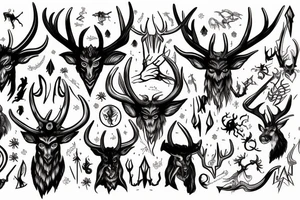 Mythological demons with antlers tattoo idea