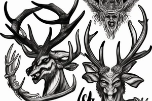 Mythological demons with antlers tattoo idea