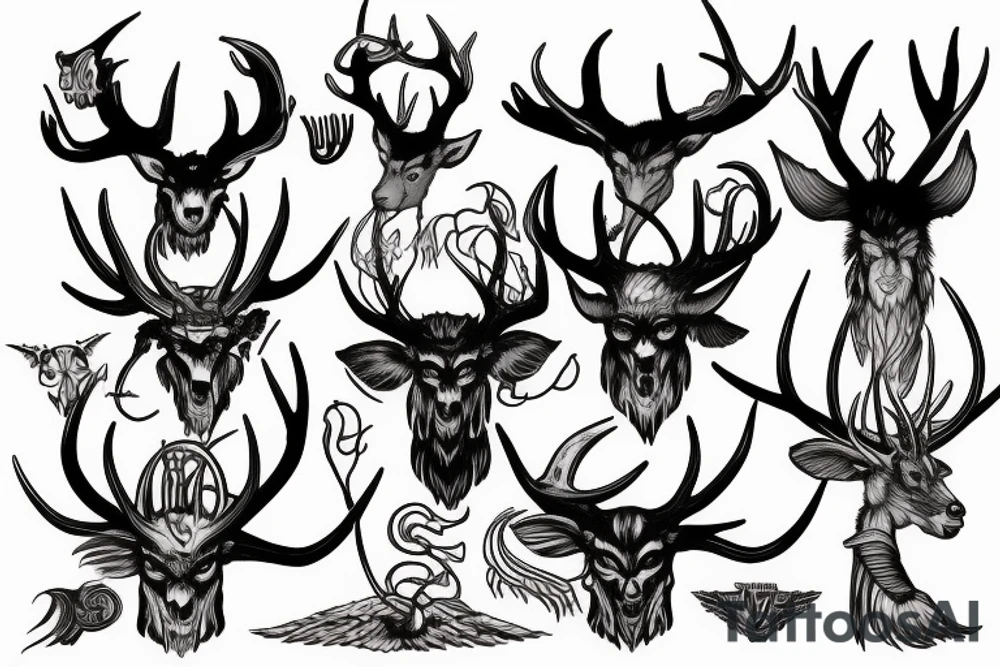 Mythological demons with antlers tattoo idea