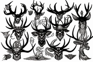 Mythological demons with antlers tattoo idea