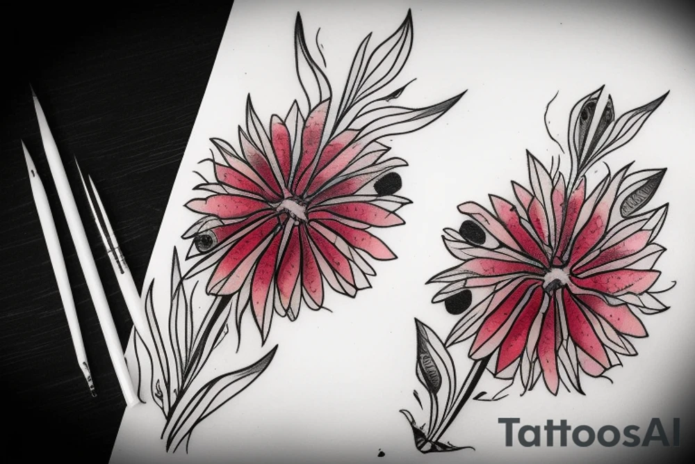 Bloody spider flower tattoo idea