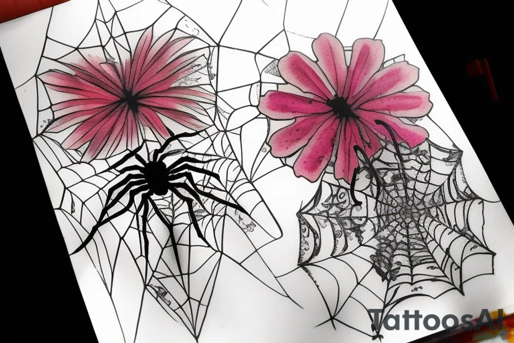 Bloody spider flower tattoo idea