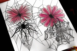 Bloody spider flower tattoo idea