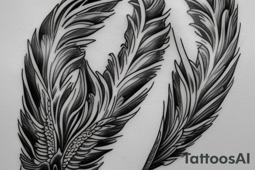 fine detail single angel wing tattoo idea