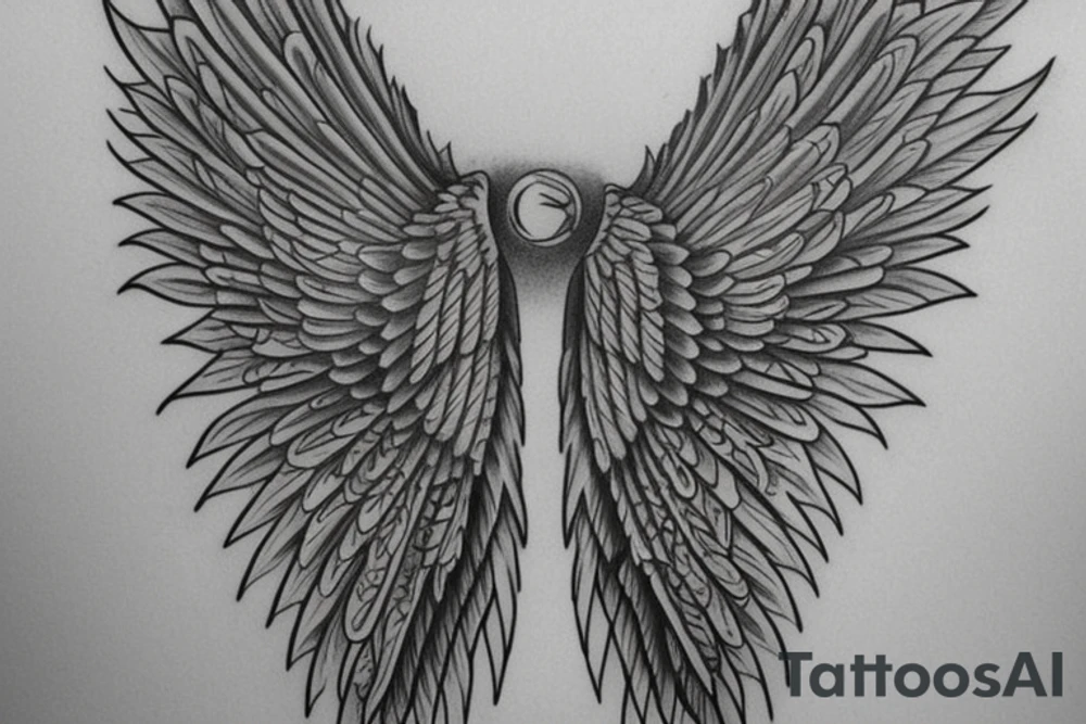 fine detail single angel wing tattoo idea