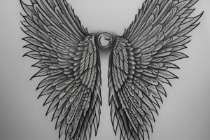 fine detail single angel wing tattoo idea