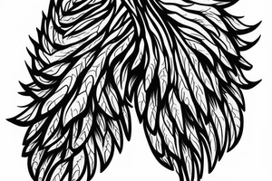 fine detail single angel wing for shoulder down to elbow tattoo idea