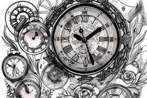Close up of ancient clock tattoo idea