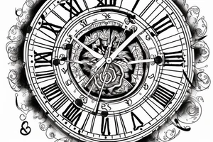 Close up of ancient clock tattoo idea