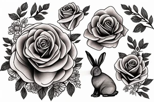rabbit rose tattoo idea