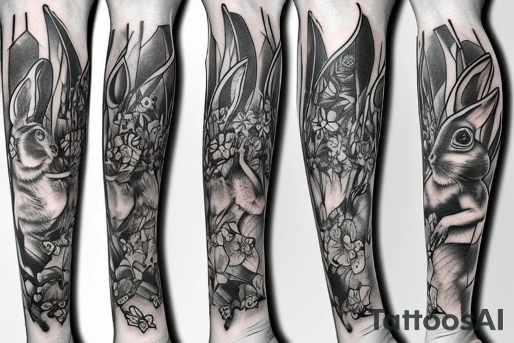 rabbit arm tattoo idea
