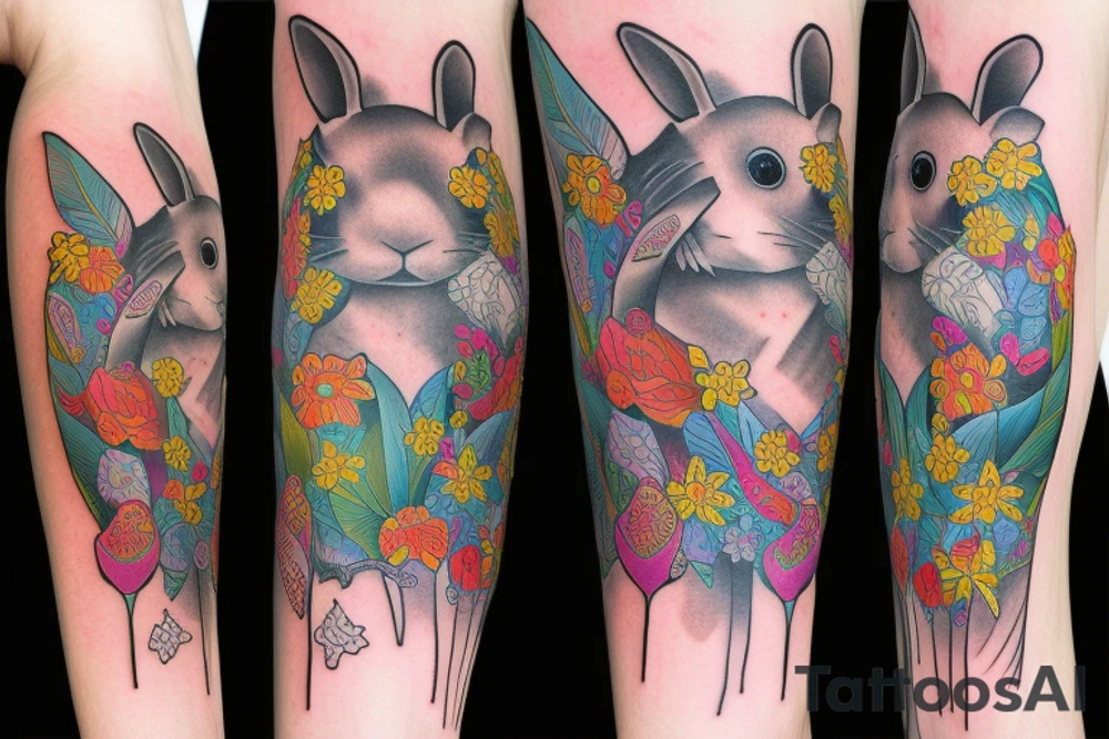 rabbit sleeve tattoo idea