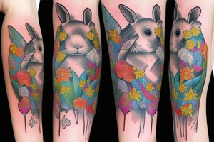 rabbit sleeve tattoo idea