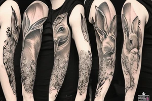 rabbit sleeve tattoo idea