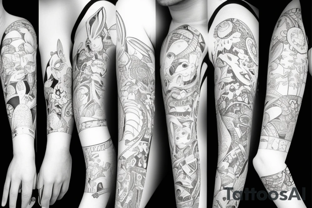 bunny sleeve tattoo idea