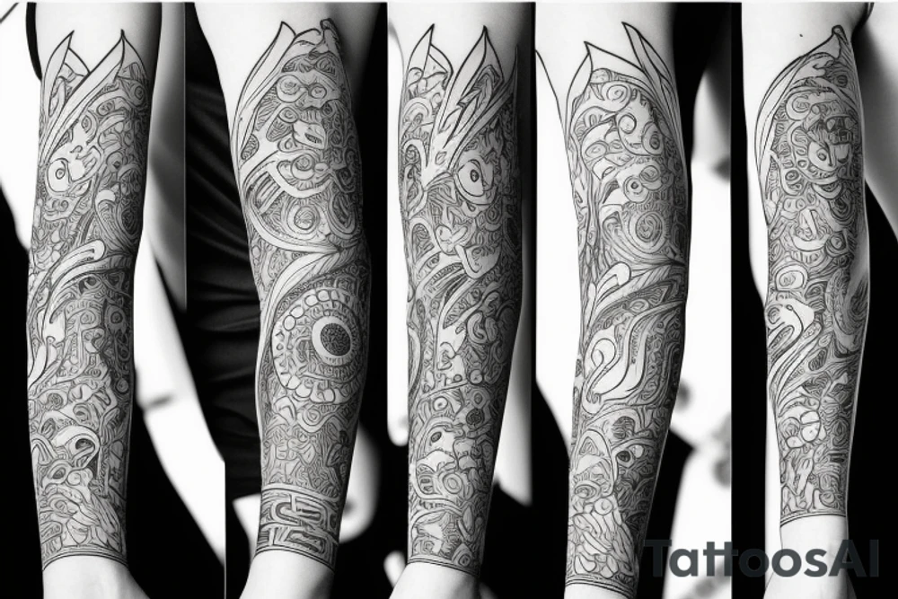 bunny sleeve pattern tattoo idea