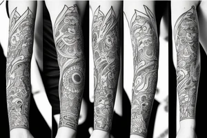 bunny sleeve pattern tattoo idea
