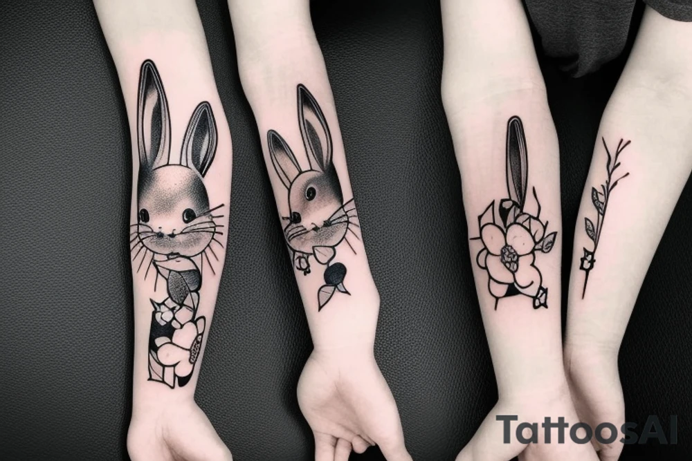 bunny sleeve pattern tattoo idea