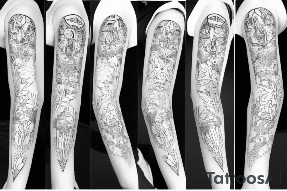 bunny sleeve pattern tattoo idea