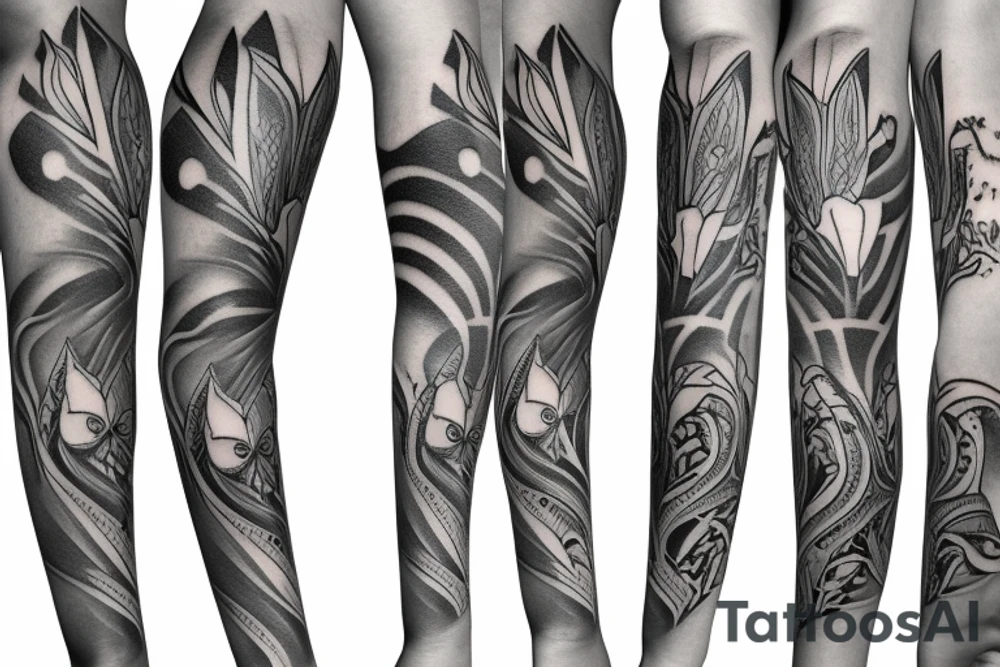 bunny sleeve pattern tattoo idea