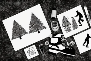 walking in a forest in the winter with a dog and hockey skates tattoo idea