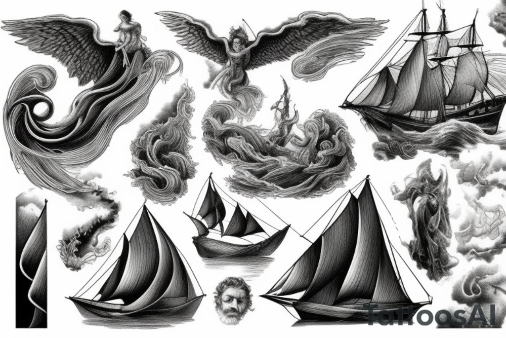 stormy sea tattoo idea