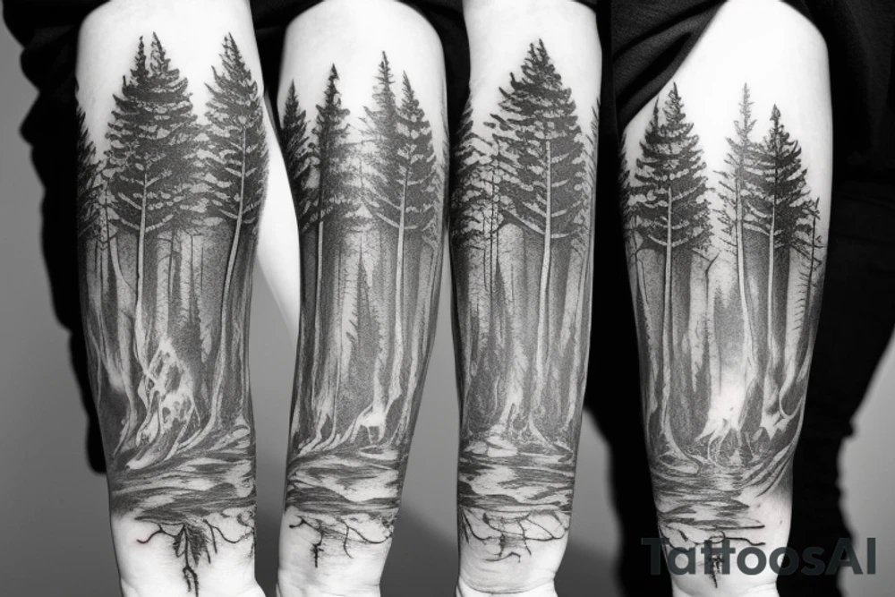 scary forest tattoo idea