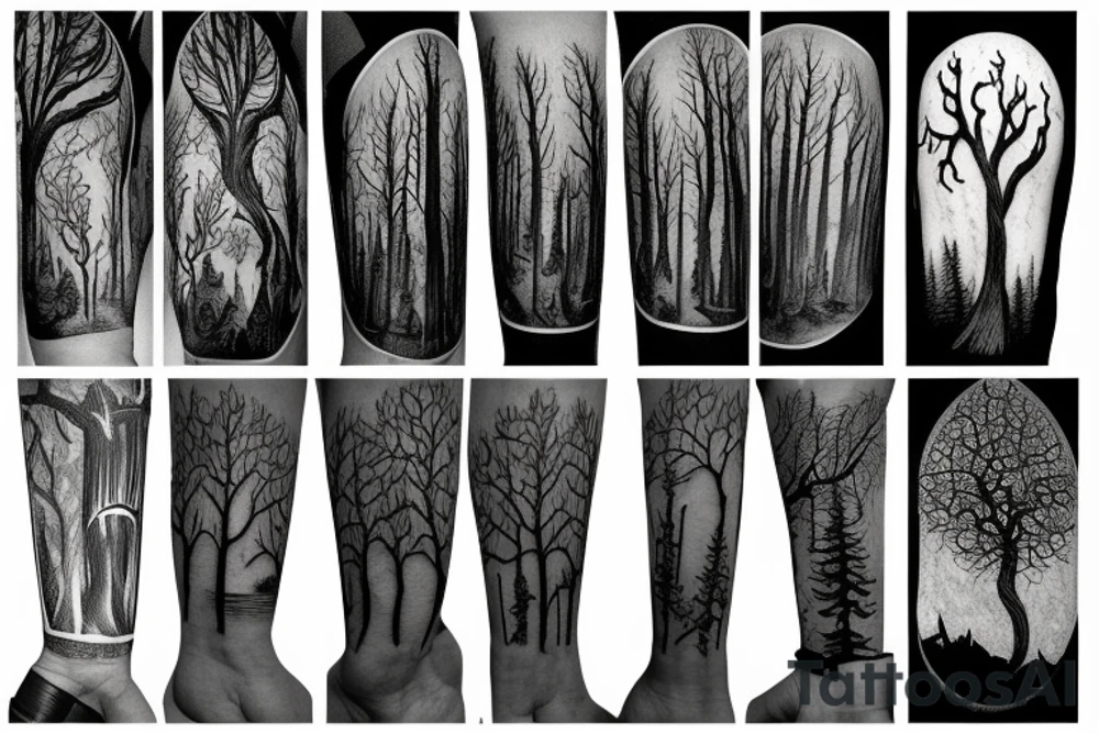scary forest tattoo idea
