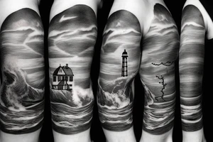 lighthouse stormy sea ominous tattoo idea