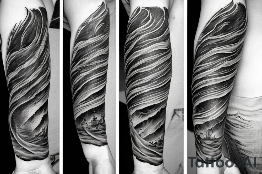 lighthouse stormy sea ominous tattoo idea