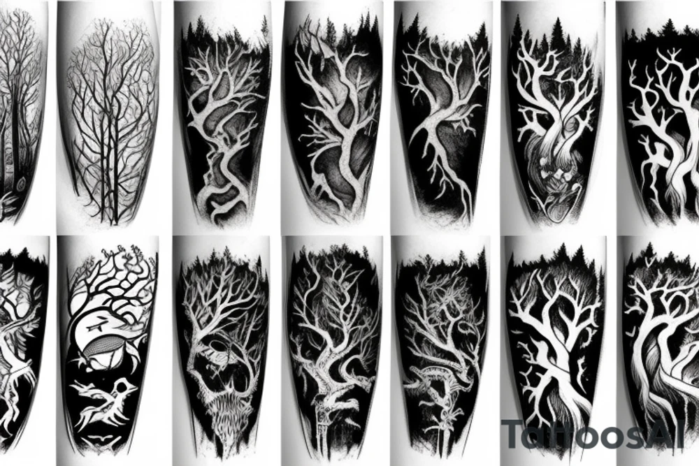 scary forest tattoo idea