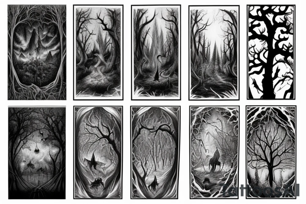 scary forest tattoo idea