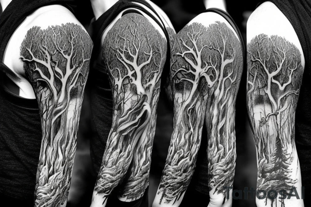 scary forest tattoo idea