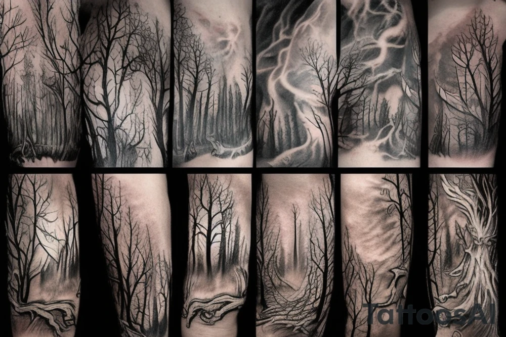 scary forest tattoo idea