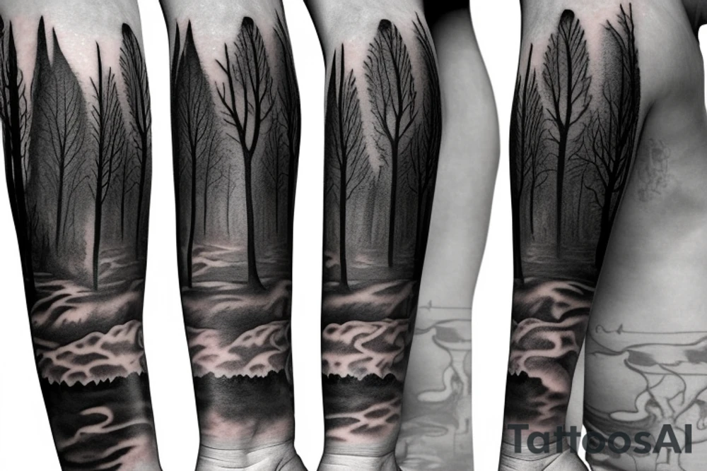 scary forest tattoo idea