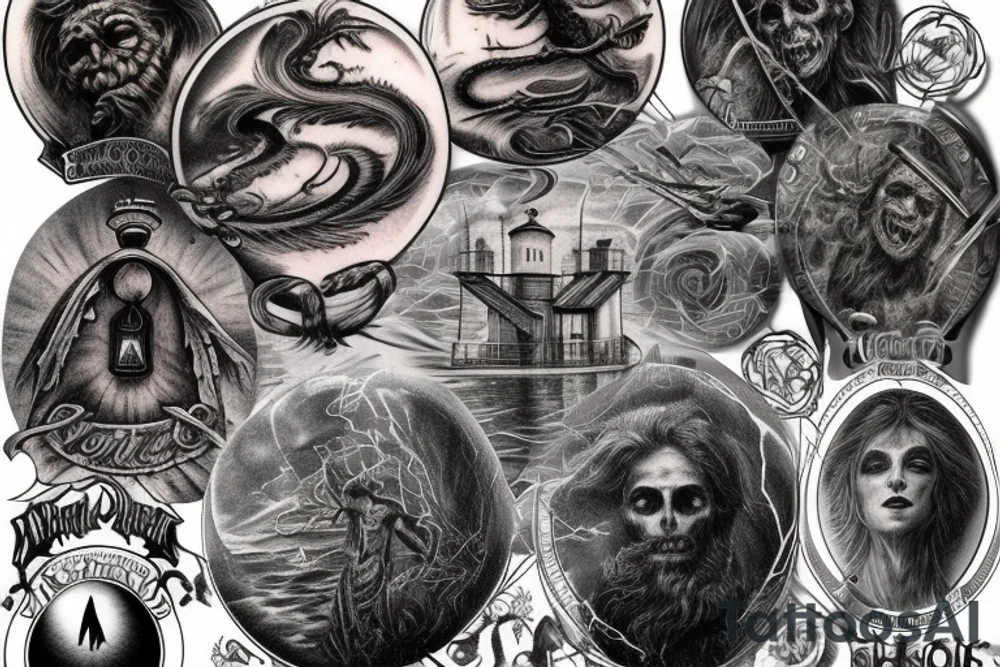 demonic lighthouse tattoo idea