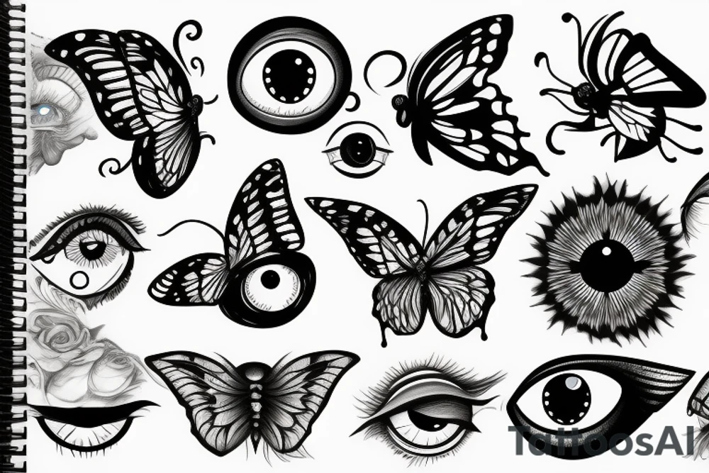 Butterfly with demon eye tattoo idea