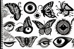 Butterfly with demon eye tattoo idea
