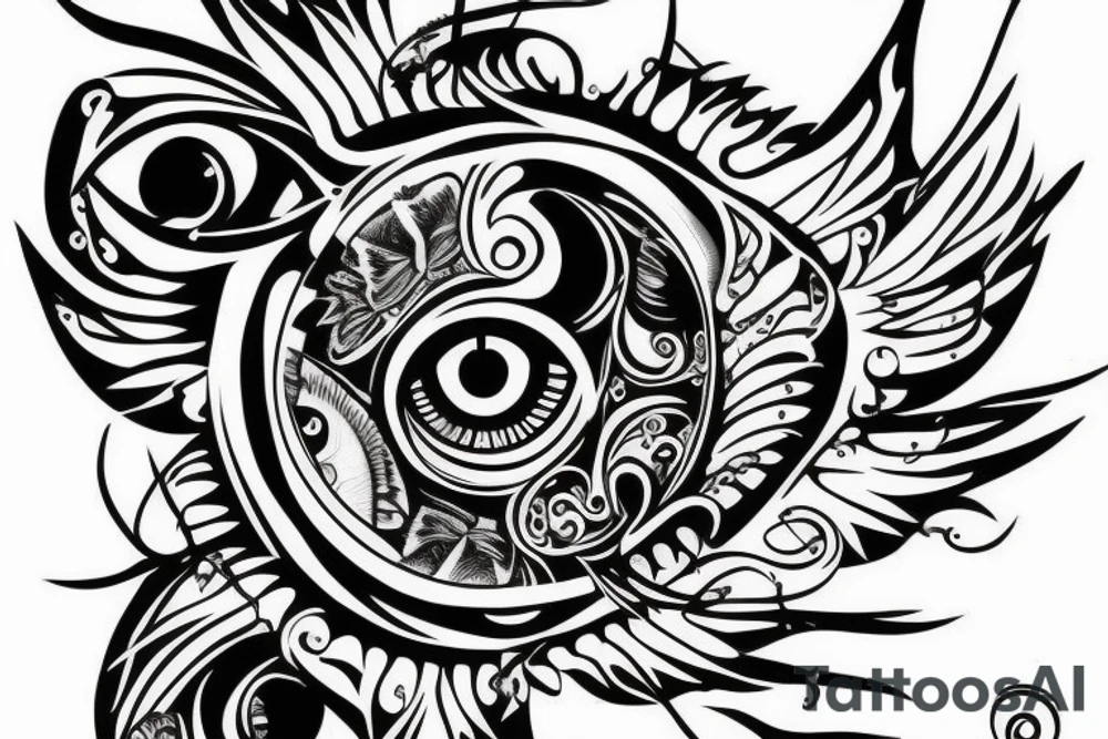 Butterfly with demon eye tattoo idea