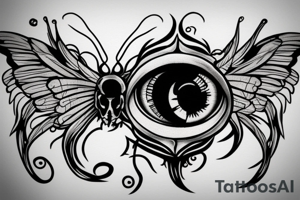 Butterfly with demon eye tattoo idea