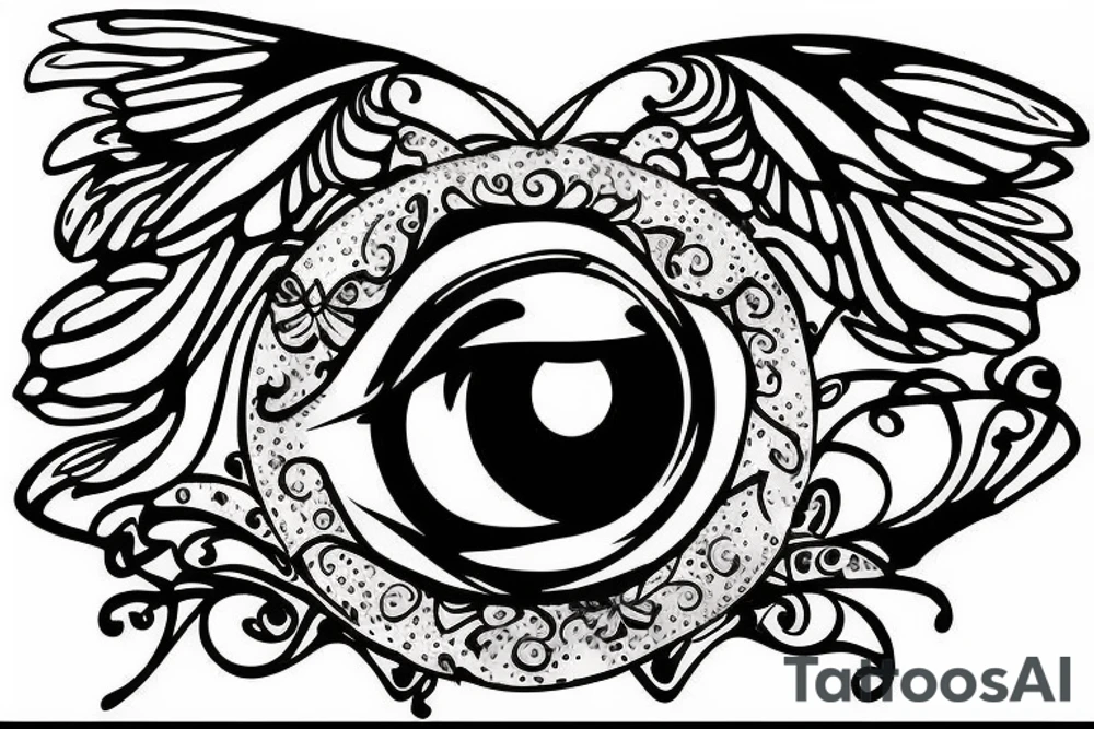 Butterfly with demon eye tattoo idea