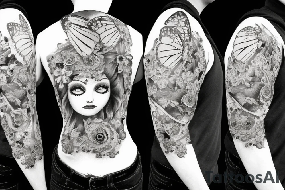 Butterfly with eyes tattoo idea