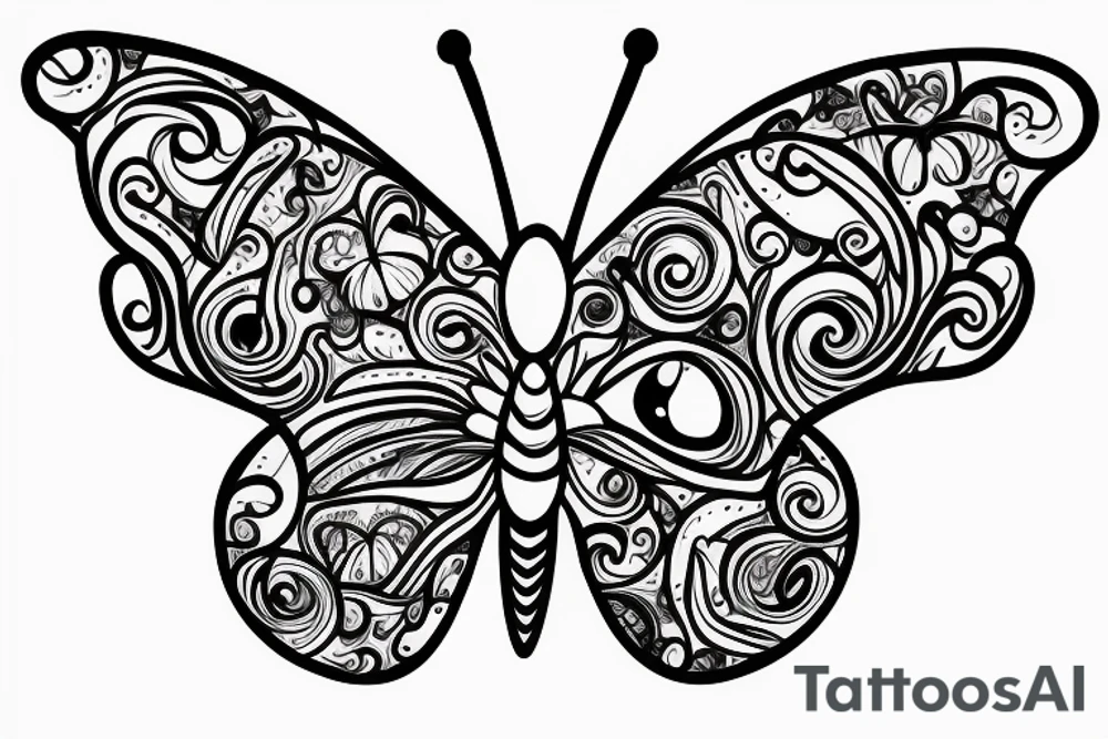 Butterfly with eyes tattoo idea