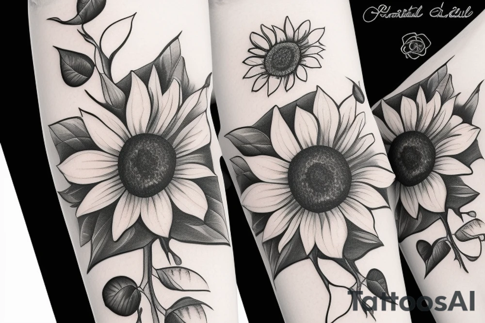 Sunflower with a rose tattoo idea