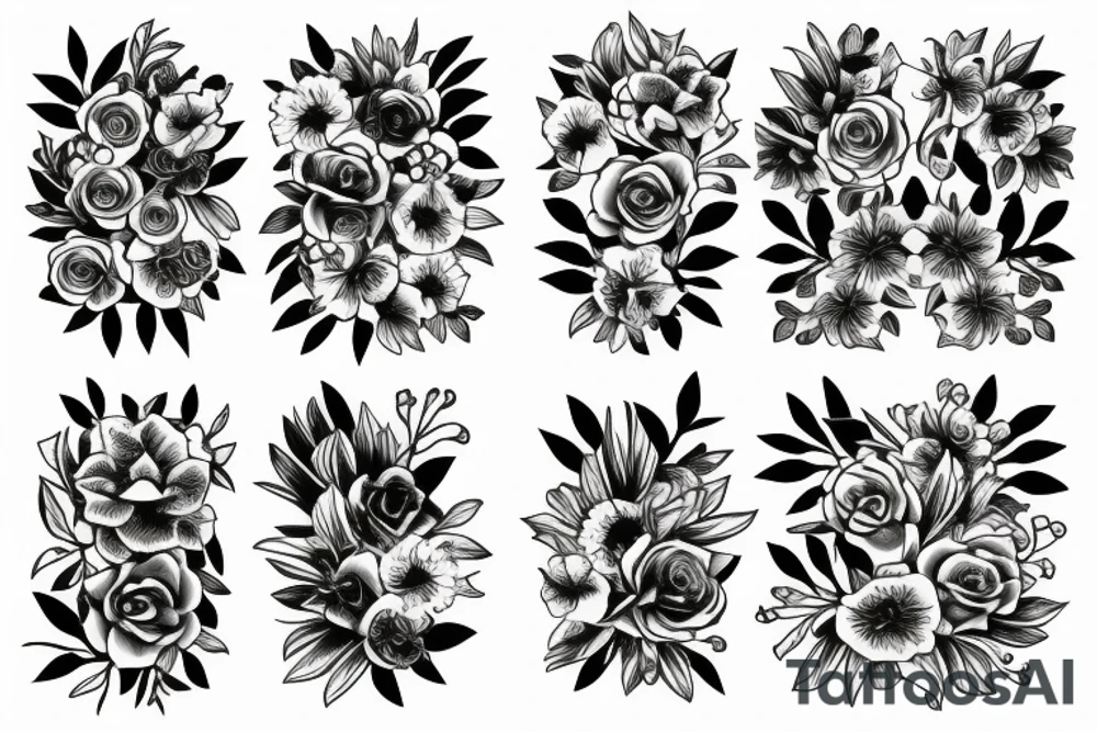 Multiple flowers tattoo idea