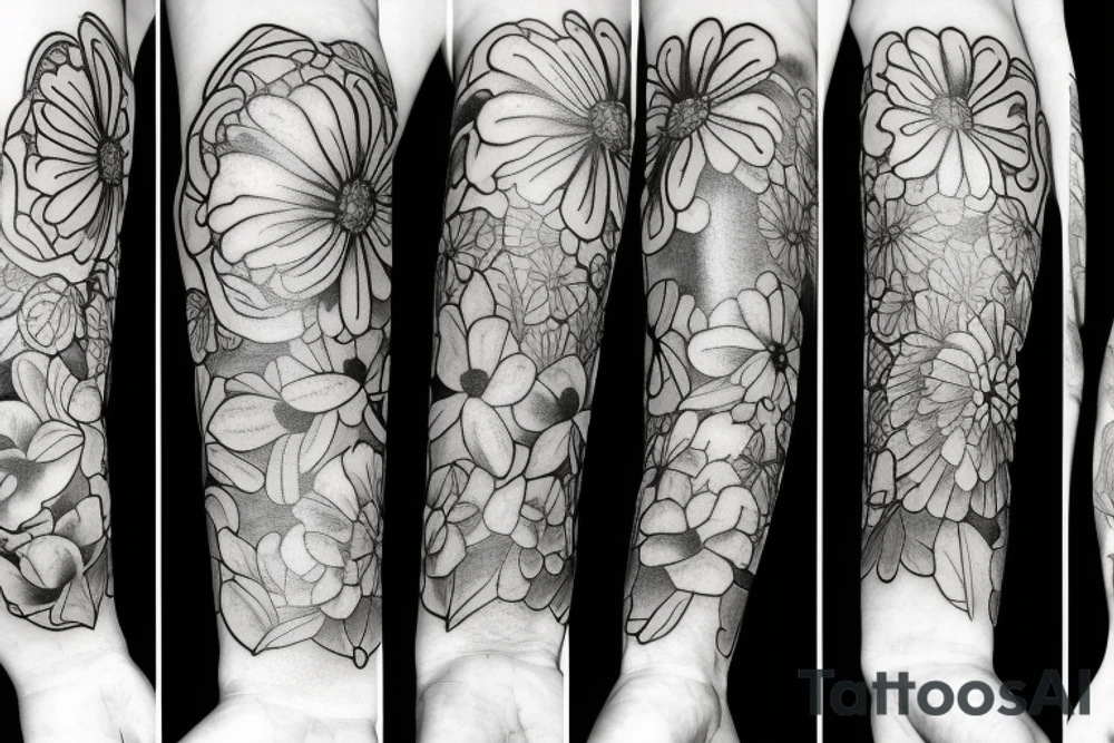 Multiple flowers tattoo idea